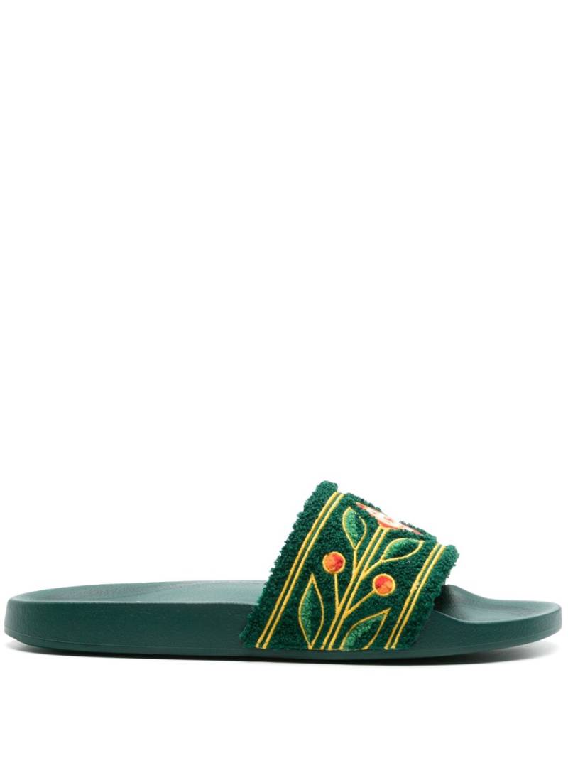 Casablanca embroidered terry-cloth slides - Green von Casablanca