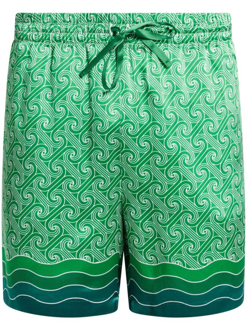 Casablanca geometric-print silk shorts - Green von Casablanca