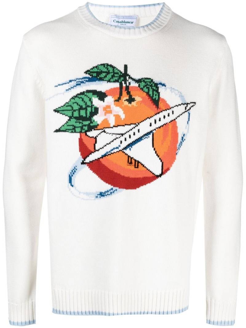 Casablanca graphic-print intarsia-knit jumper - White von Casablanca