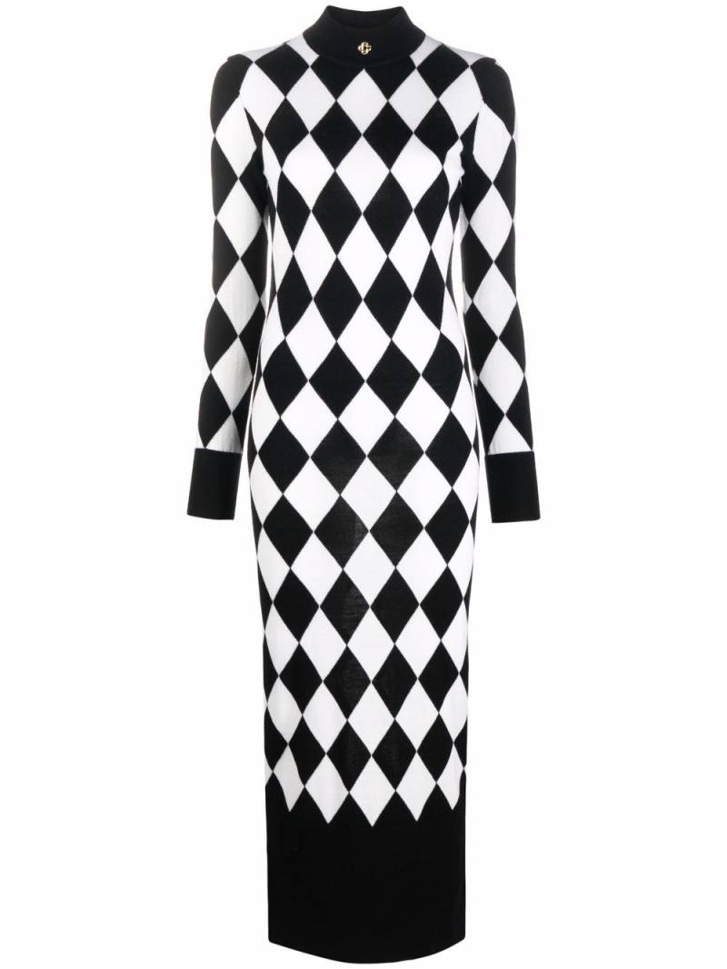 Casablanca harlequin-pattern wool dress - Black von Casablanca