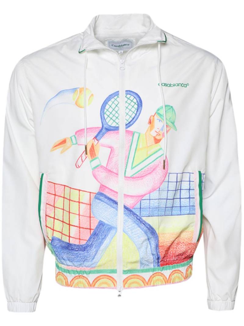 Casablanca illustration-print zip-up jacket - White von Casablanca