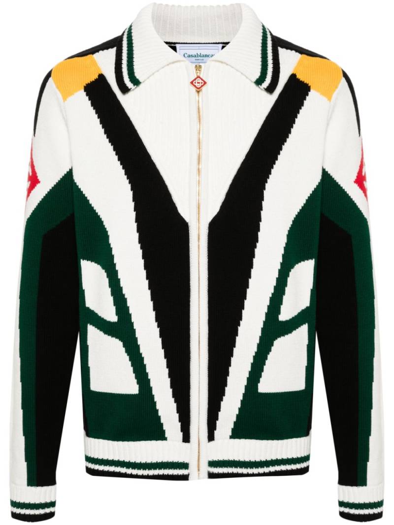 Casablanca intarsia-knit cotton cardigan - White von Casablanca