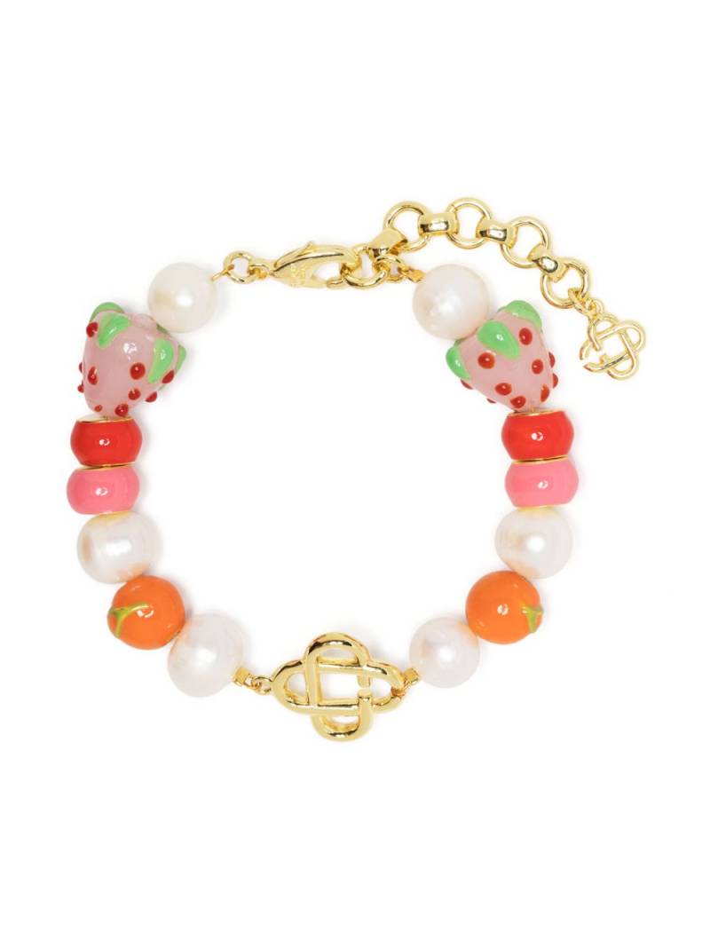 Casablanca logo-charm beaded pearl bracelet - Pink von Casablanca