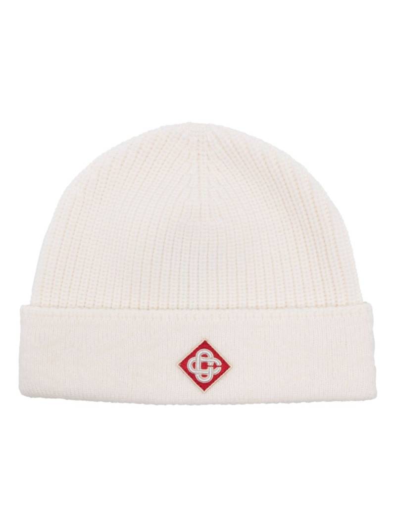 Casablanca logo-patch beanie hat - Neutrals von Casablanca