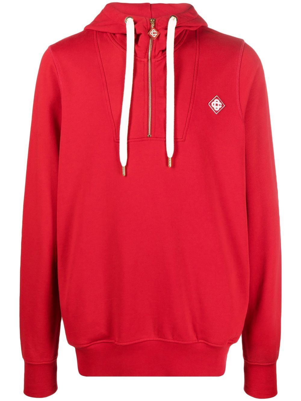 Casablanca logo-patch zip-neck hoodie - Red von Casablanca