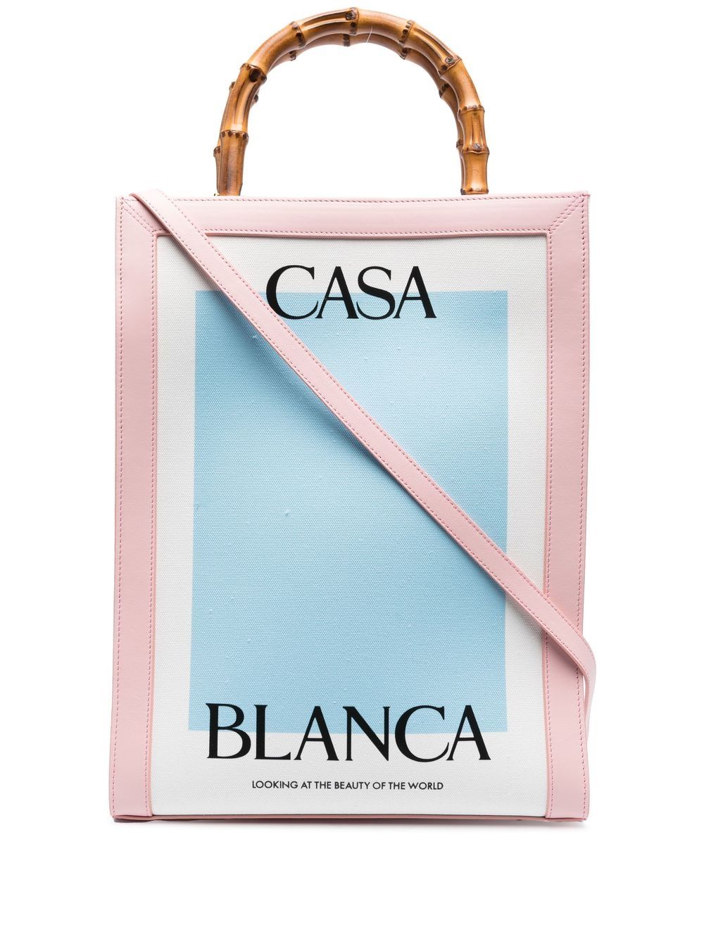 Casablanca logo-print bamboo-handle tote bag - White von Casablanca