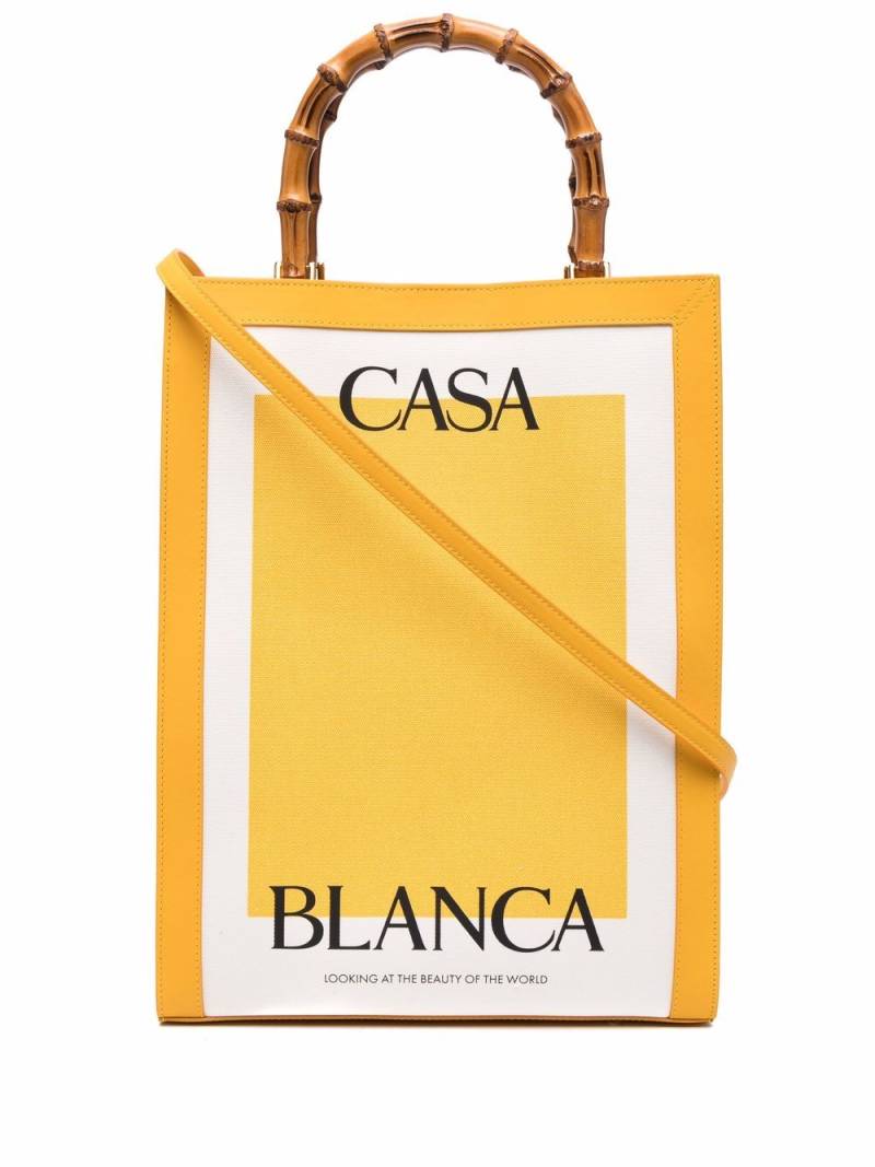 Casablanca logo-print bamboo-handle tote bag - Yellow von Casablanca