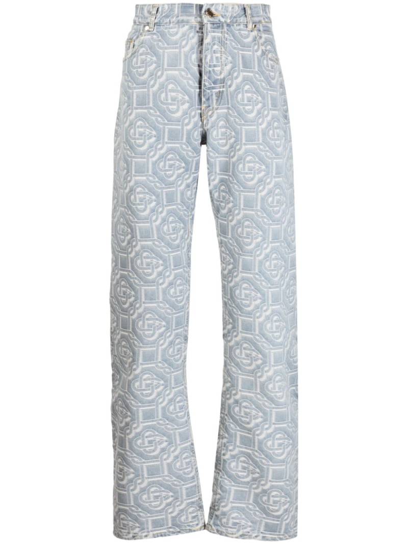 Casablanca monogram-print straight-leg jeans - Blue von Casablanca