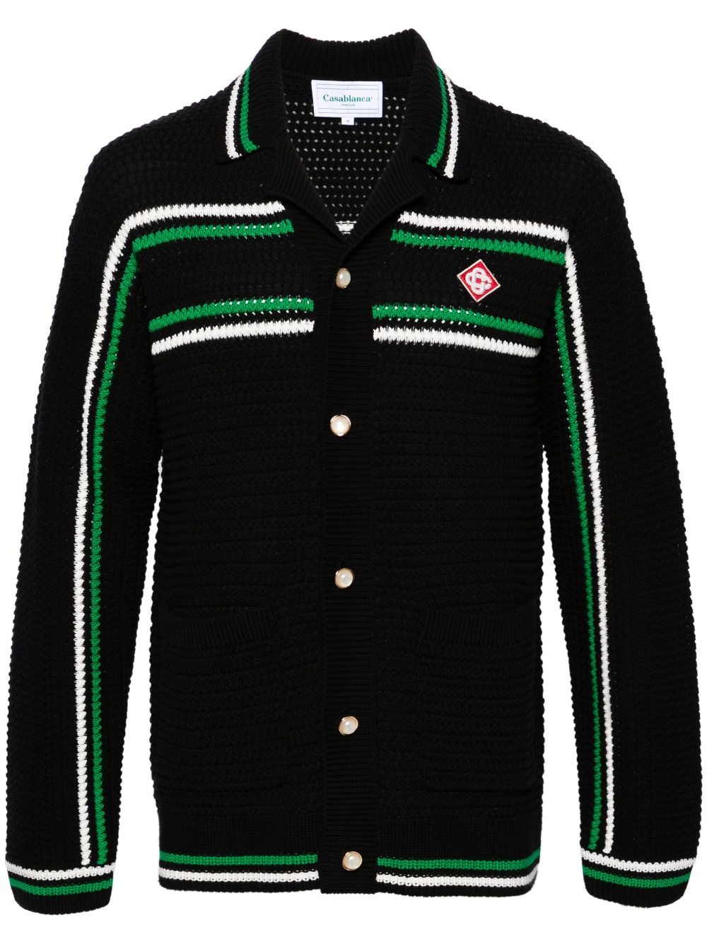 Casablanca striped crochet-effect cardigan - Black von Casablanca