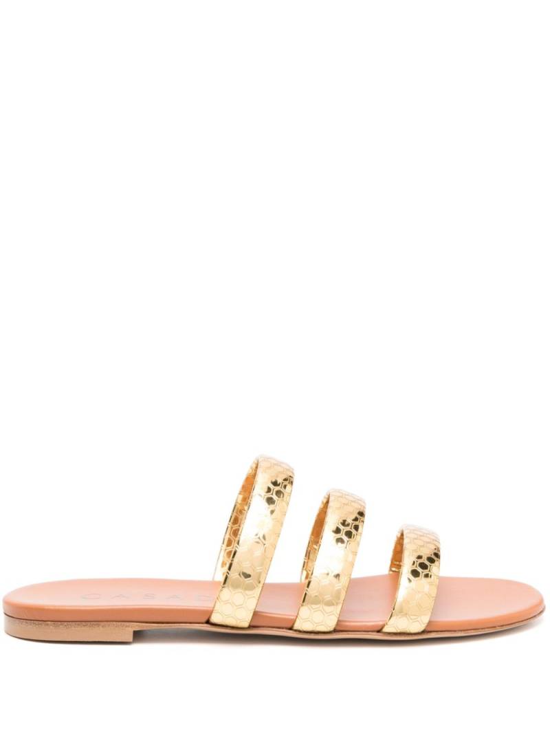 Casadei Atomium embossed leather slides - Gold von Casadei