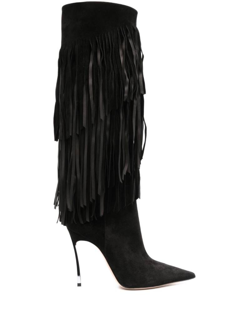 Casadei Cassidy 110mm fringed suede boots - Black von Casadei