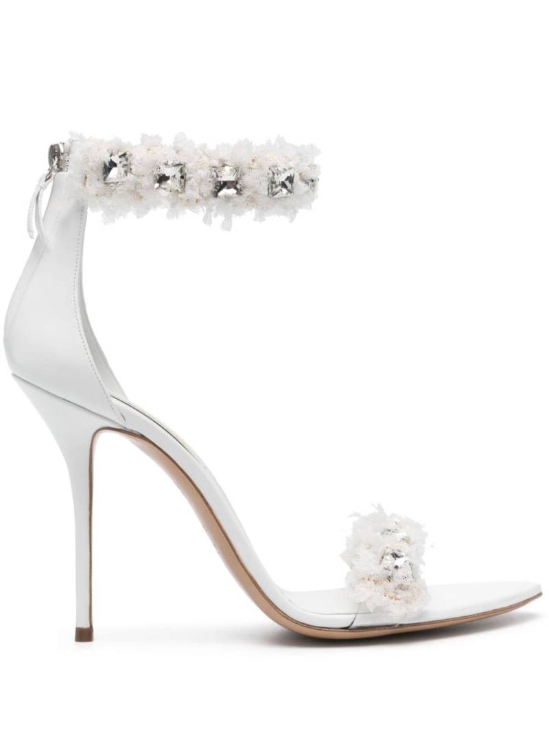 Casadei Elasa+Minorca gem-embellished leather sandals - White von Casadei