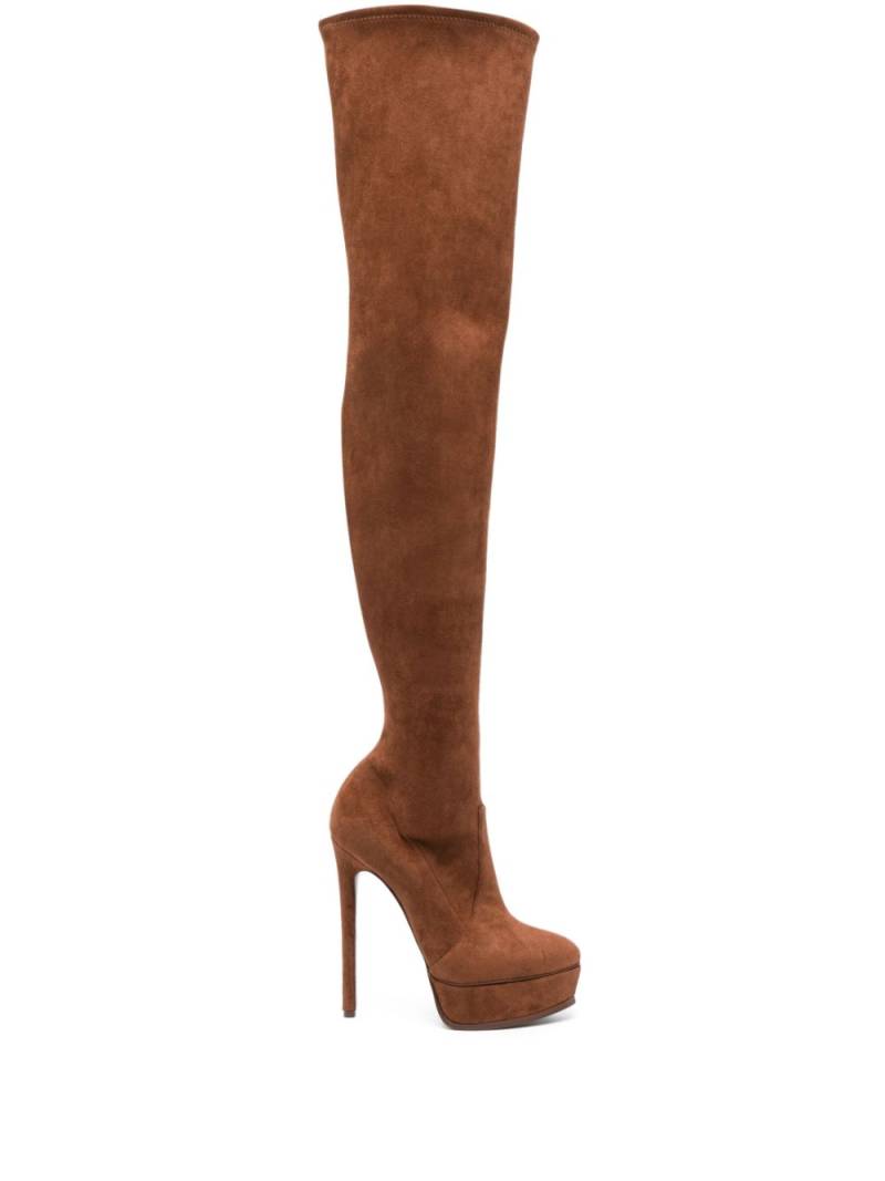 Casadei Flora 140mm above-knee platform boots - Brown von Casadei