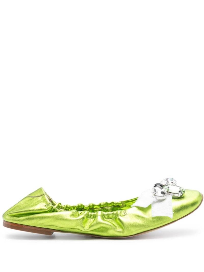 Casadei Queen Bee leather ballerina shoes - Green von Casadei