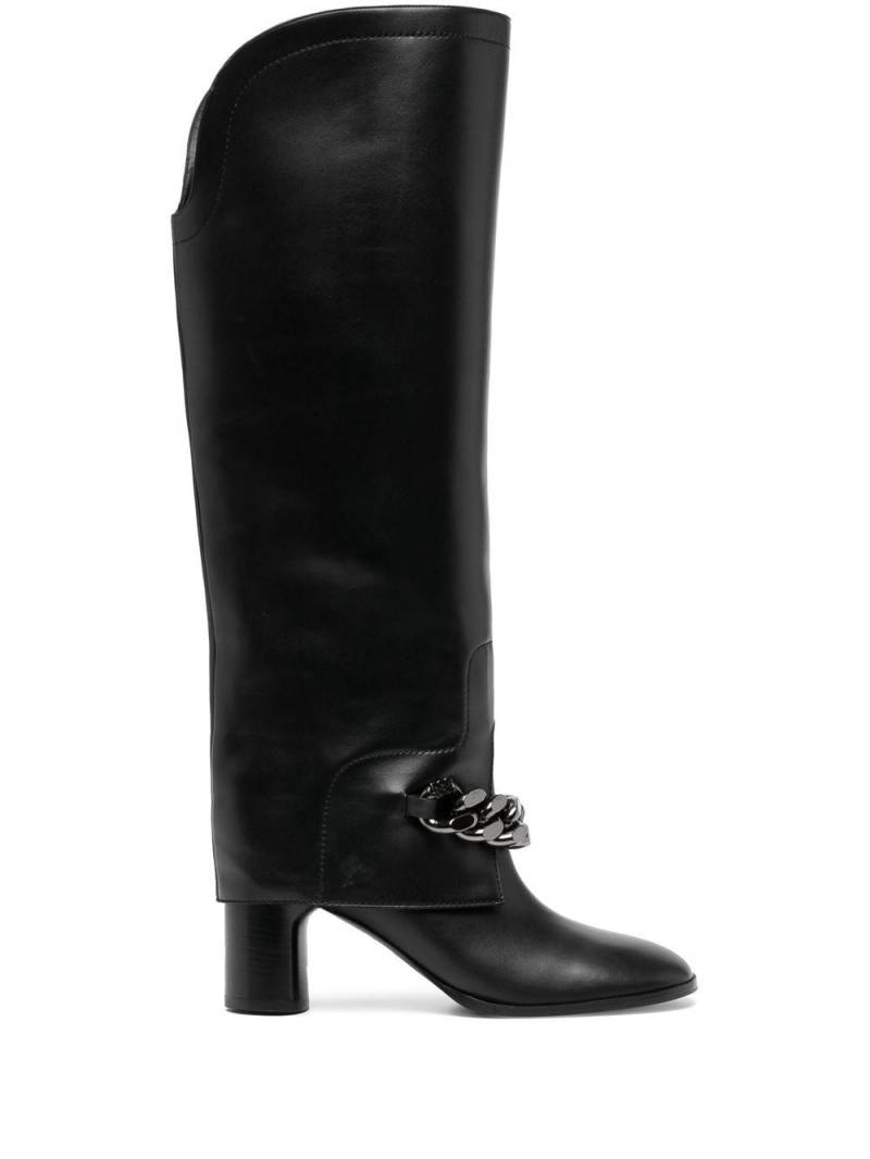 Casadei Varenne 100mm chain-link trim boots - Black von Casadei