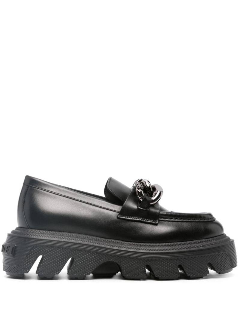 Casadei chain-link leather loafers - Black von Casadei