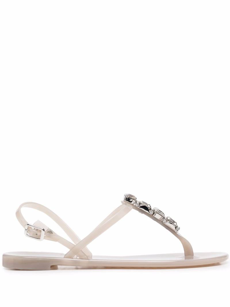 Casadei crystal-embellished jelly sandals - Grey von Casadei