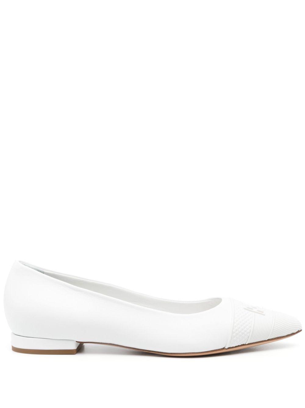 Casadei embossed-logo 15mm leather ballerinas - White von Casadei