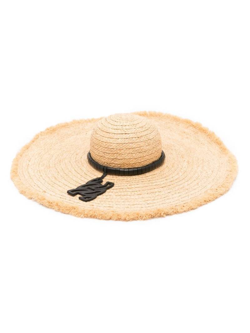 Casadei logo-appliqué raffia sun hat - Neutrals von Casadei