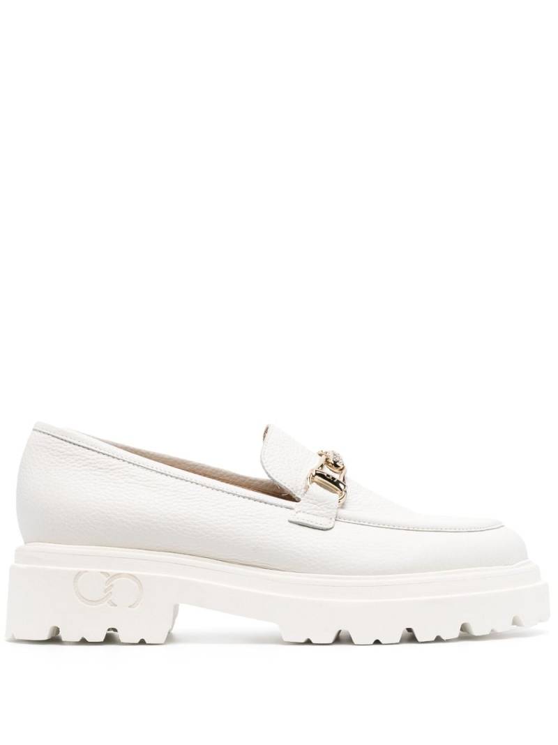 Casadei logo-engraved hardware leather mocassins - White von Casadei