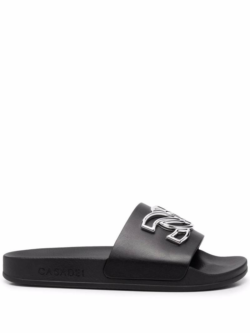 Casadei logo-plaque slides - Black von Casadei