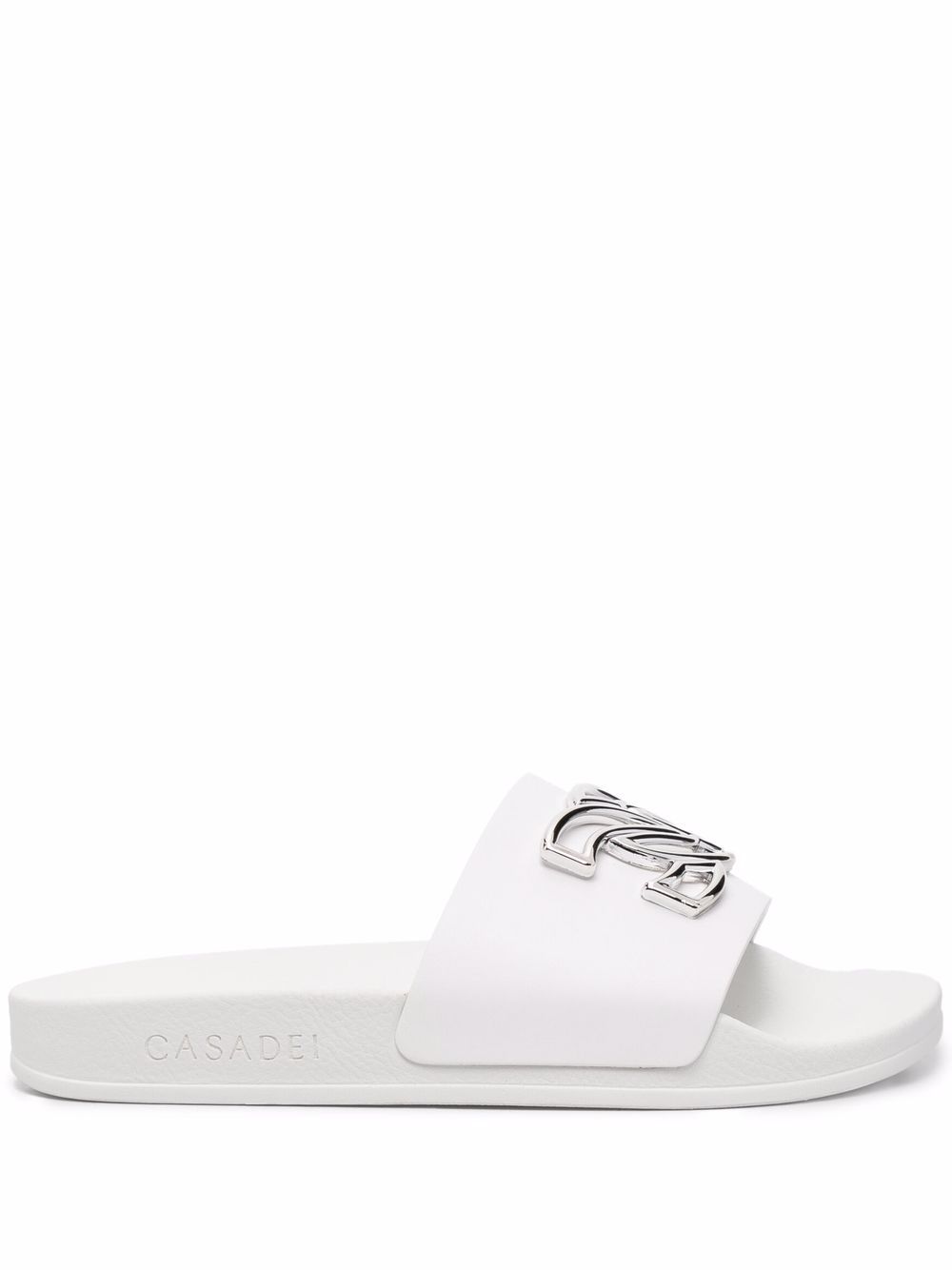 Casadei logo-plaque slides - White von Casadei