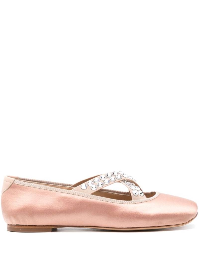 Casadei rhinestone-embellished satin ballerina shoes - Neutrals von Casadei