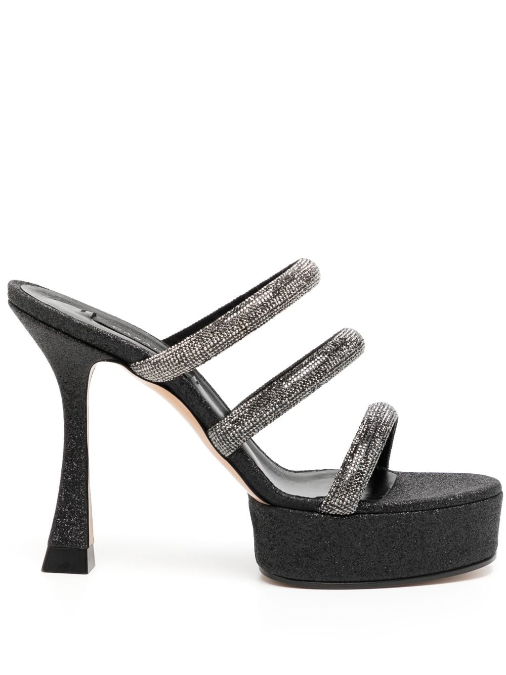 Casadei rhinestone-strap heeled mule sandals - Black von Casadei