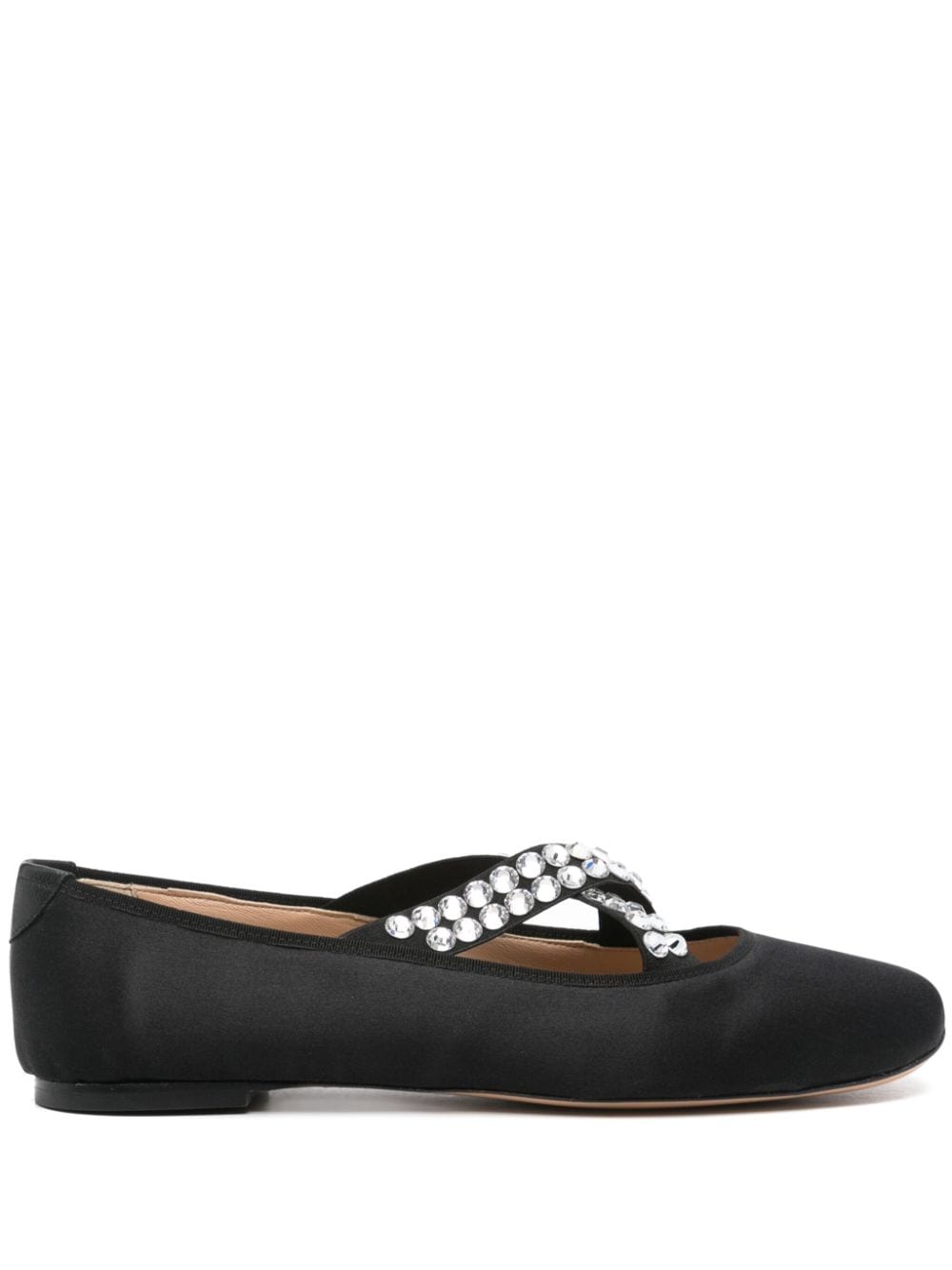 Casadei satin gem-embellished ballerina shoes - Black von Casadei