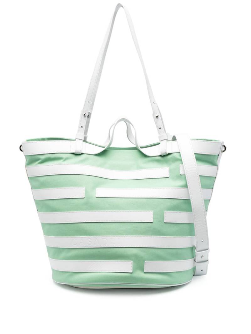 Casadei stripe-pattern leather tote bag - Green von Casadei