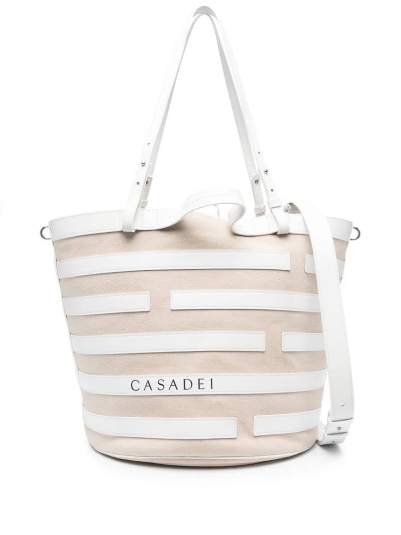 Casadei stripe-pattern leather tote bag - Neutrals von Casadei