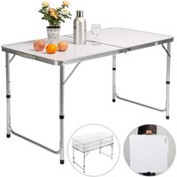 Campingtisch Weiß Aluminium 120x60x70cm klappbar von Casaria®