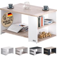 Couchtisch Santa Cruz Weiß/Eiche 90x60x50cm von Casaria®