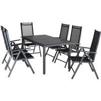 Garten-Sitzgruppe Bern 7-tlg Anthrazit Alu WPC von Casaria®