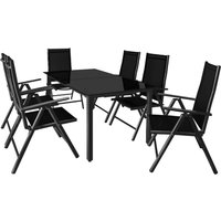 Garten-Sitzgruppe Bern 7-tlg Anthrazit Alu von Casaria®