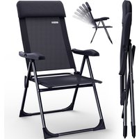 Gartenstuhl 2er-Set Anthrazit Alu klappbar von Casaria®