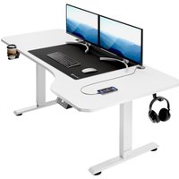 Höhenverstellbarer Schreibtisch Weiß 160x75x118cm + Mousepad von Casaria®