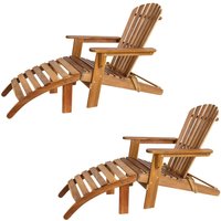 Liegestuhl Adirondack 2er-Set Akazienholz + Fußstützen von Casaria®