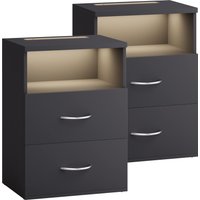 Nachttisch Jamie 2er-Set Anthrazit 55x40x28cm von Casaria®