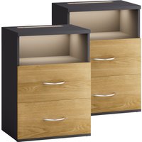 Nachttisch Jamie 2er-Set Holz/Grau 55x40x28cm von Casaria®