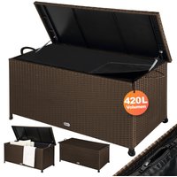 Polyrattan Auflagenbox Braun 122x56x61cm Rollen von Casaria®