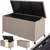 Polyrattan Auflagenbox Creme 117x53x60cm Rollen von Casaria®