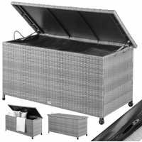 Polyrattan Auflagenbox Grau 117x53x60cm mit Rollen von Casaria®