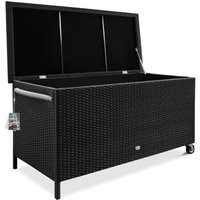 Polyrattan-Auflagenbox Schwarz 117,5x55x64,5cm mit Rollen von Casaria®