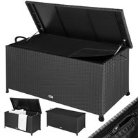 Polyrattan Auflagenbox Schwarz 122x56x61cm Griffe von Casaria®