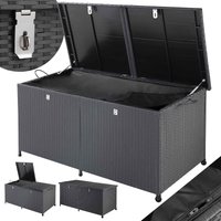 Polyrattan-Auflagenbox Schwarz 151x77x73cm mit Rollen von Casaria®