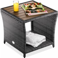 Polyrattan Beistelltisch Grau 40x45x45cm Akazienholz von Casaria®