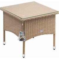 Polyrattan Beistelltisch Grau-Beige 50x50x45cm von Casaria®