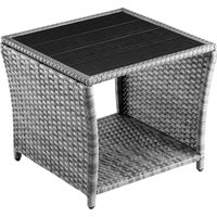 Polyrattan Beistelltisch Vedis Grau 45x45x40cm von Casaria®