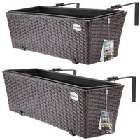 Polyrattan Blumenkasten 2er-Set Braun von Casaria®